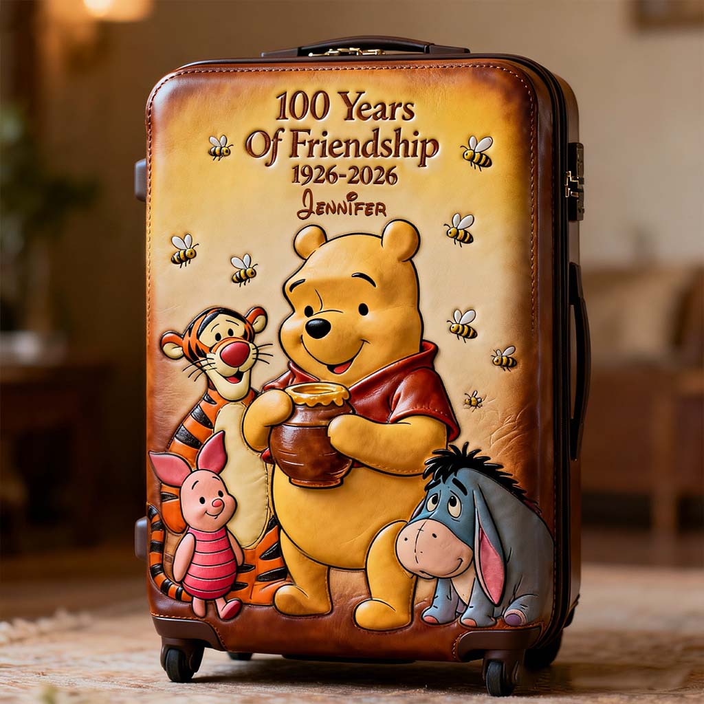 100th Anniversary - Personalized Yellow Bear Luggage Cover