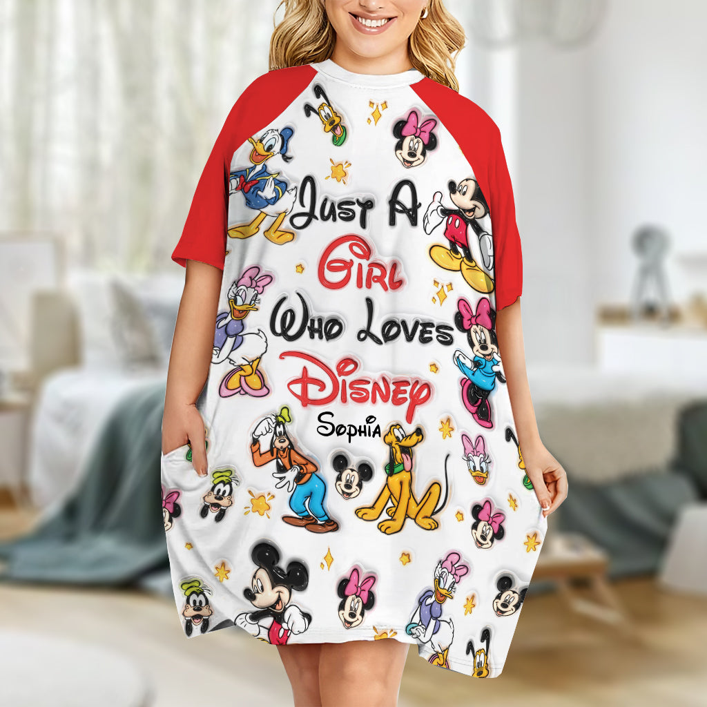 Just A Girl Who Loves Magic - Personalized Mouse Sleep T-shirt Dress