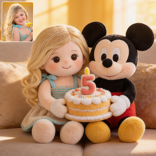 Cartoon Mouse & Friend, Birthday Gift - Personalized Kid Premium Faux Fur Pillow