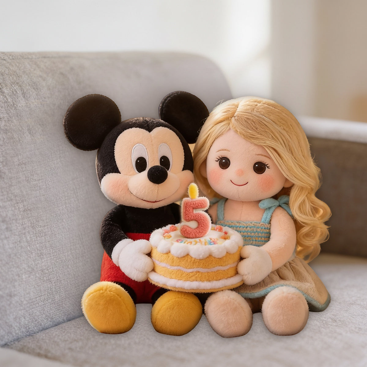 Cartoon Mouse & Friend, Birthday Gift - Personalized Kid Premium Faux Fur Pillow