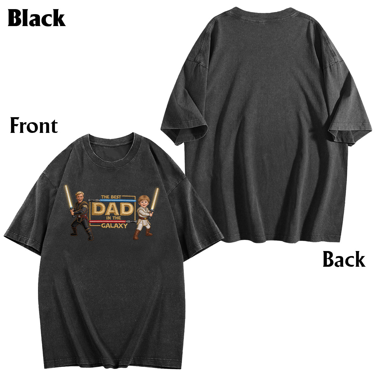 Best Dad In The Galaxy - Personalized Father Washed T-Shirt