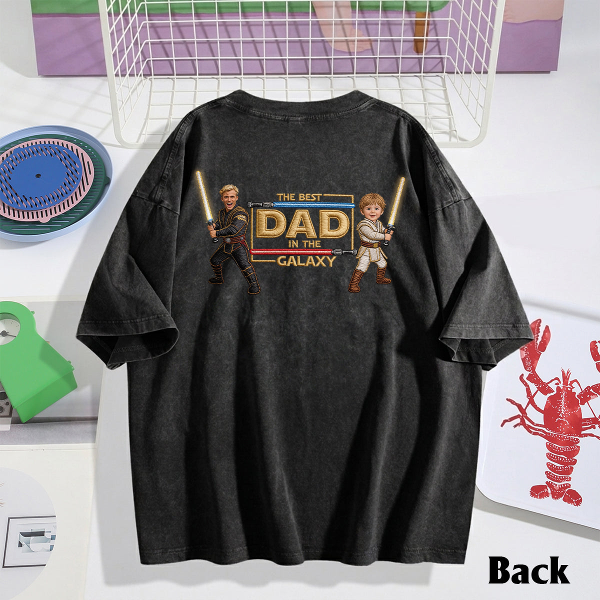 Best Dad In The Galaxy - Personalized Father Washed T-Shirt