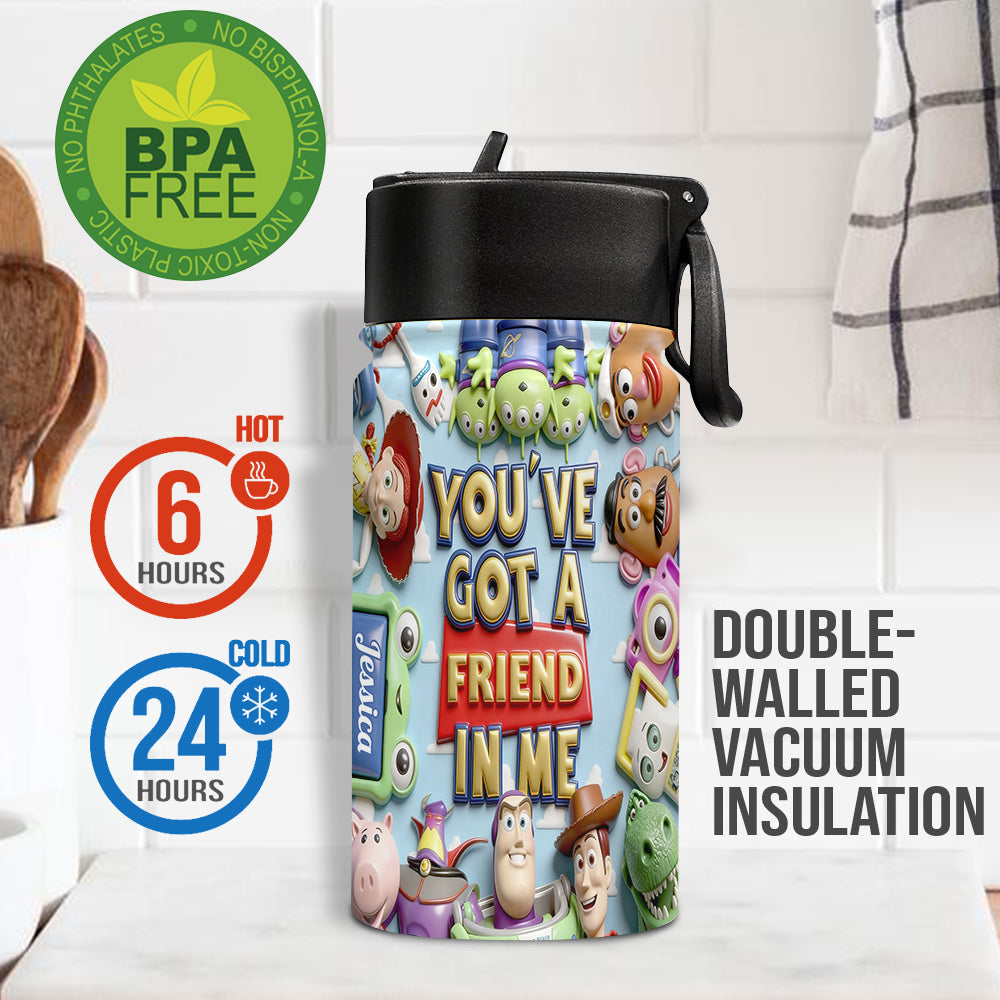 You've Got A Friend In Me - Personalized Toy Story Kid Bottle With Plush Charm