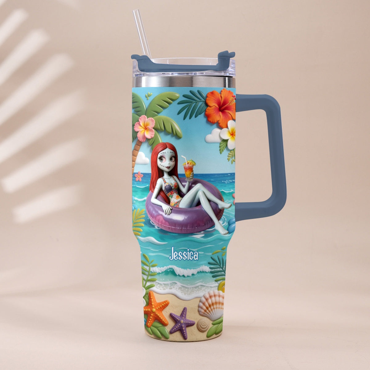 Summer Vibes - Personalized Nightmare Tumbler With Plush Charm
