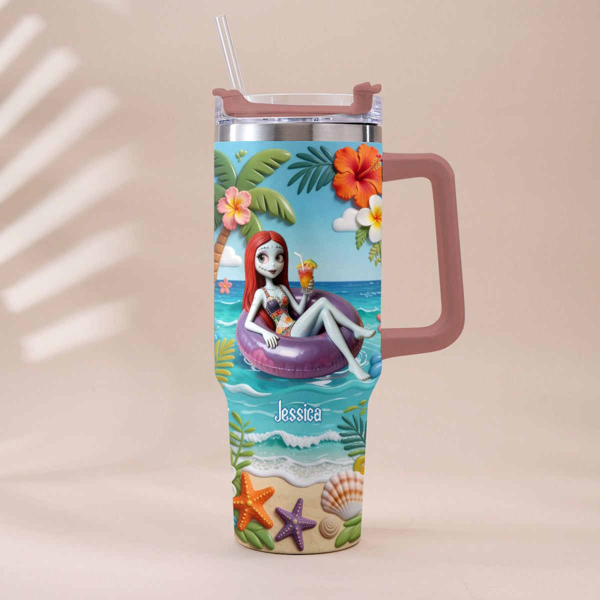 Summer Vibes - Personalized Nightmare Tumbler With Plush Charm