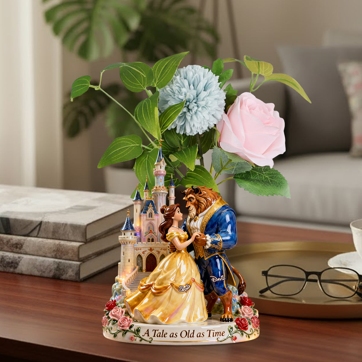 Tale As Old As Time - Personalized Beauty And The Beast Custom Shape Acrylic Flower Vase