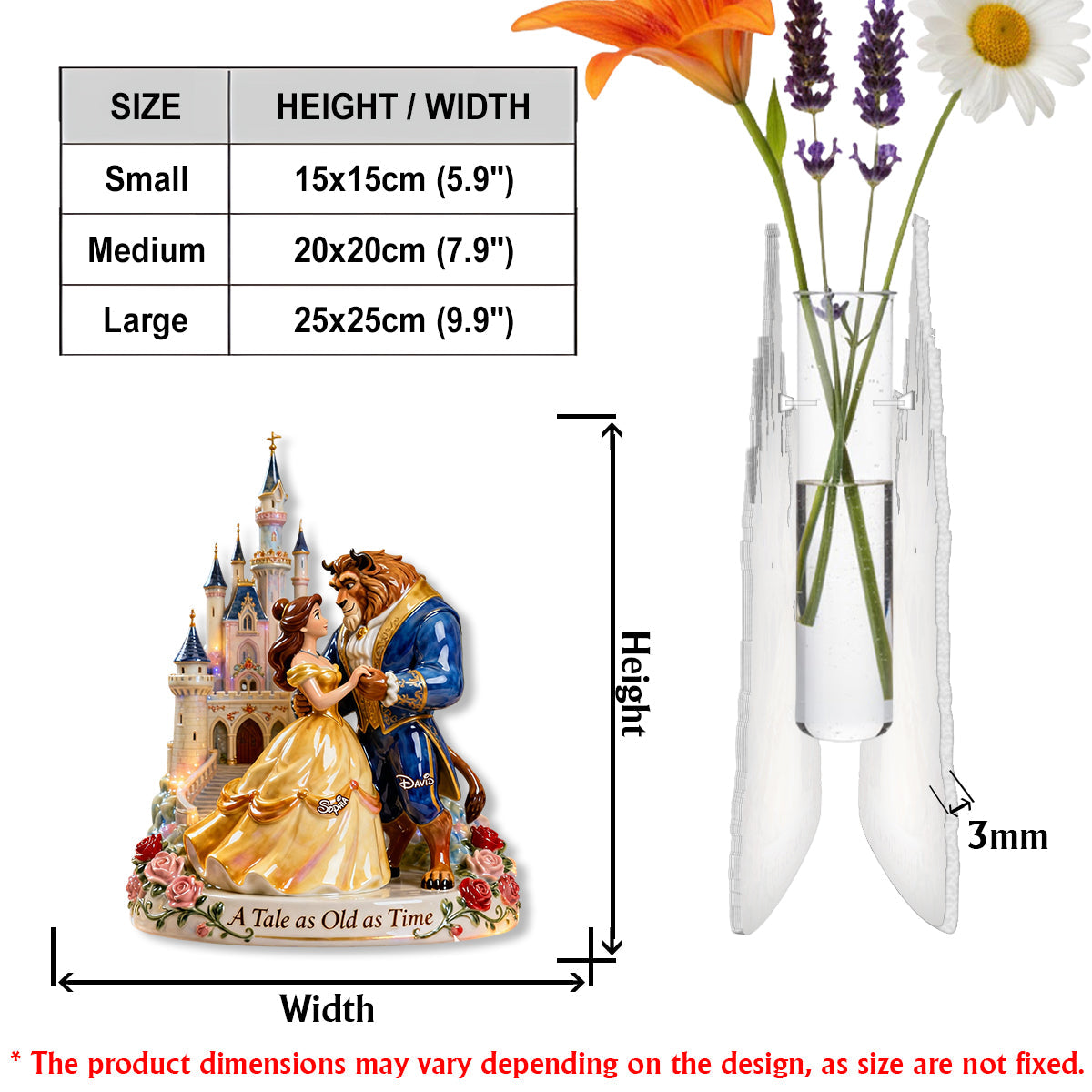 Tale As Old As Time - Personalized Beauty And The Beast Custom Shape Acrylic Flower Vase