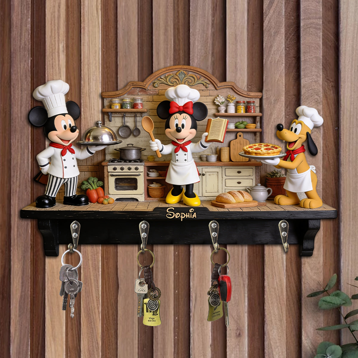 Funny Mouse Chef Wall Hook Rack, Utensil Hooks, Kitchen Towel Hooks - Personalized Cooking Custom Shaped Wall Hook Rack