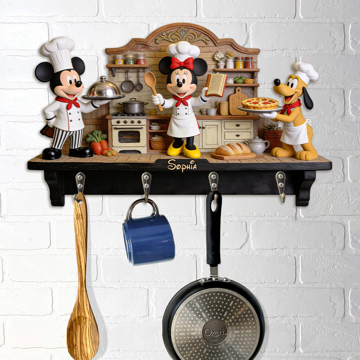 Funny Mouse Chef Wall Hook Rack, Utensil Hooks, Kitchen Towel Hooks - Personalized Cooking Custom Shaped Wall Hook Rack