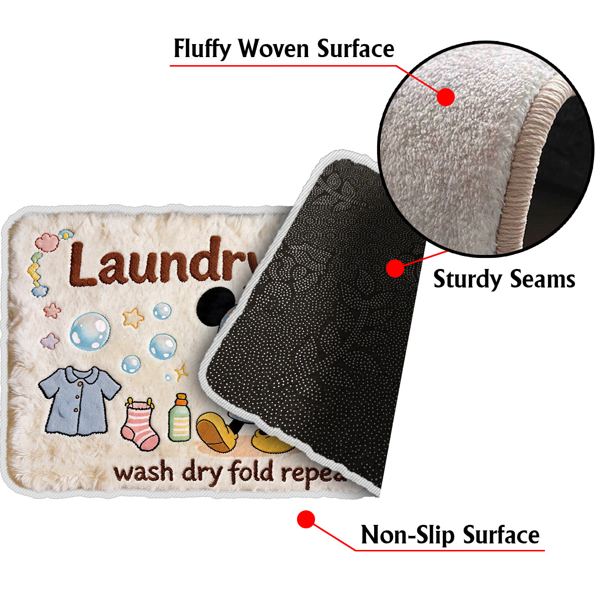 Laundry Room - Personalized Mouse Non-Slip Tufted Rug