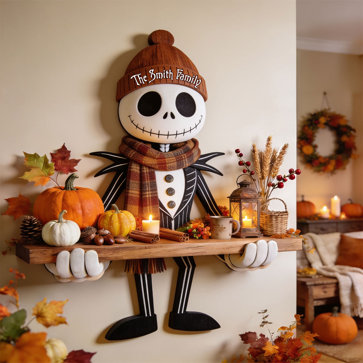 It's The Most Beautiful Time Of The Year - Personalized Nightmare Wooden Floating Shelf