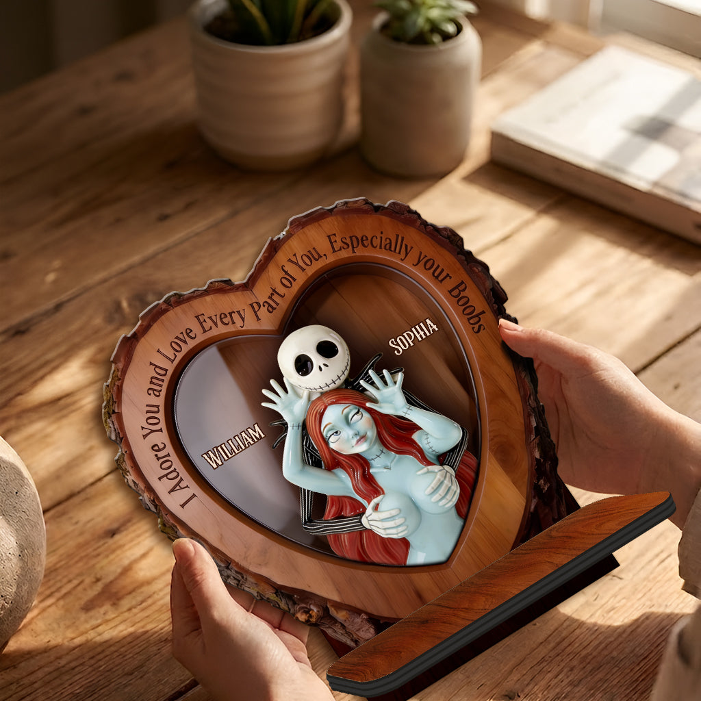 Naughty Spooky Couple - Personalized Nightmare Wooden Floating Shelf