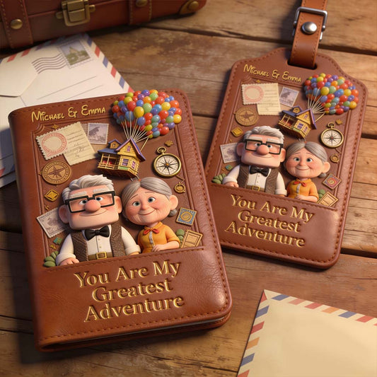 You Are My Greatest Adventure - Personalized Up Movie Couple Passport Holder & Luggage Tag Set