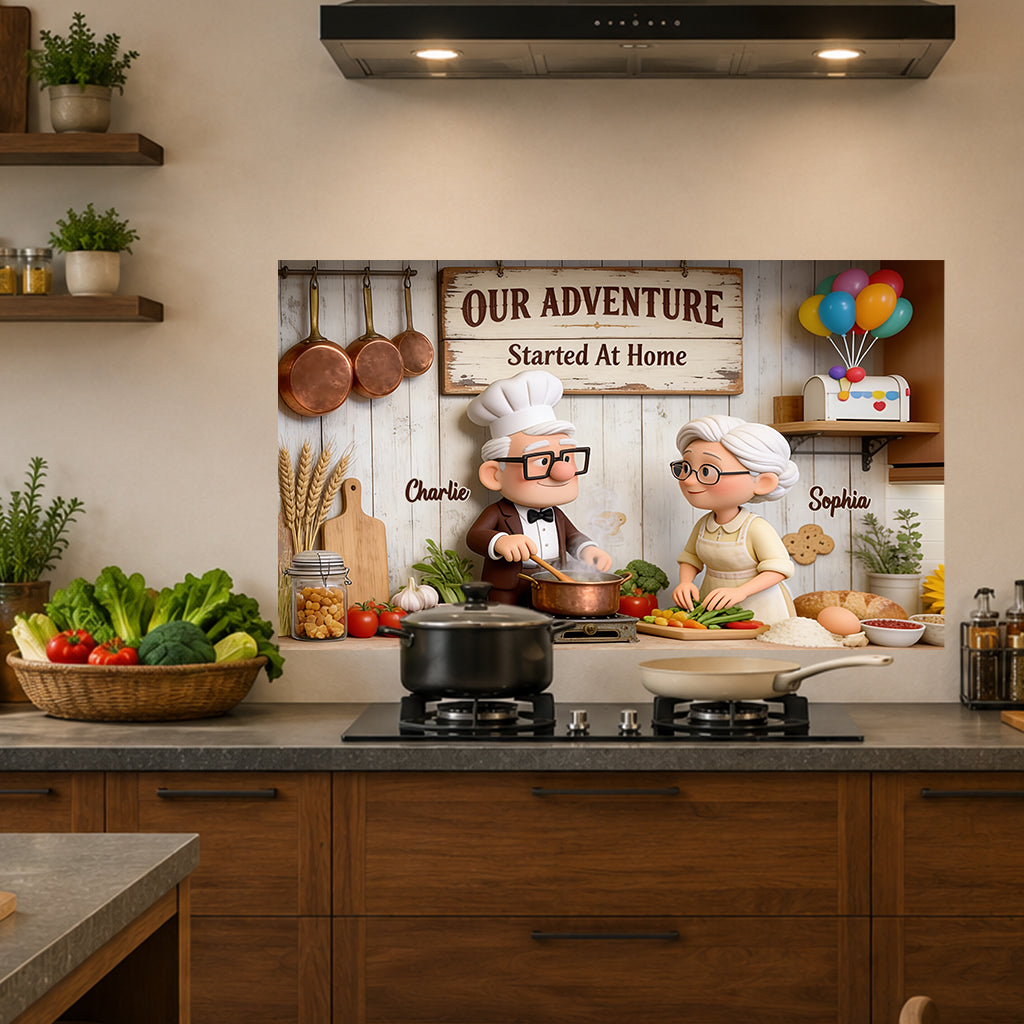 Old Couple Oil-Proof Backsplash Decal - Personalized Up Movie Couple Wall Decal
