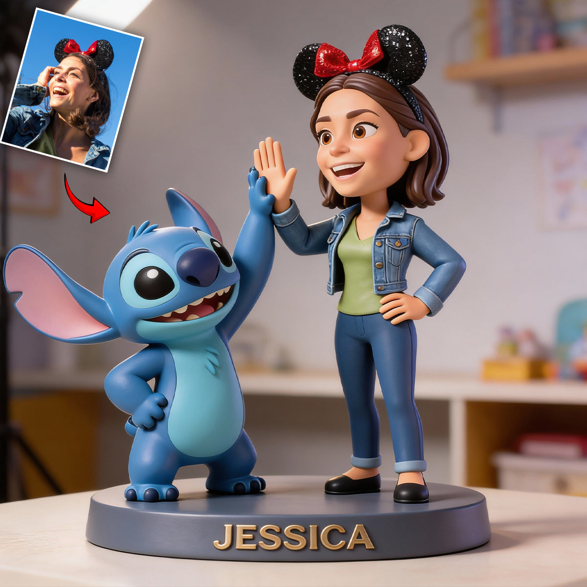 Blue Alien Friend - Personalized Ohana Custom Shaped Acrylic Plaque