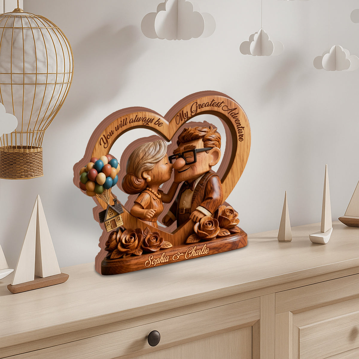 You Are My Greatest Adventure - Personalized Couple Custom Shaped Wood Plaque