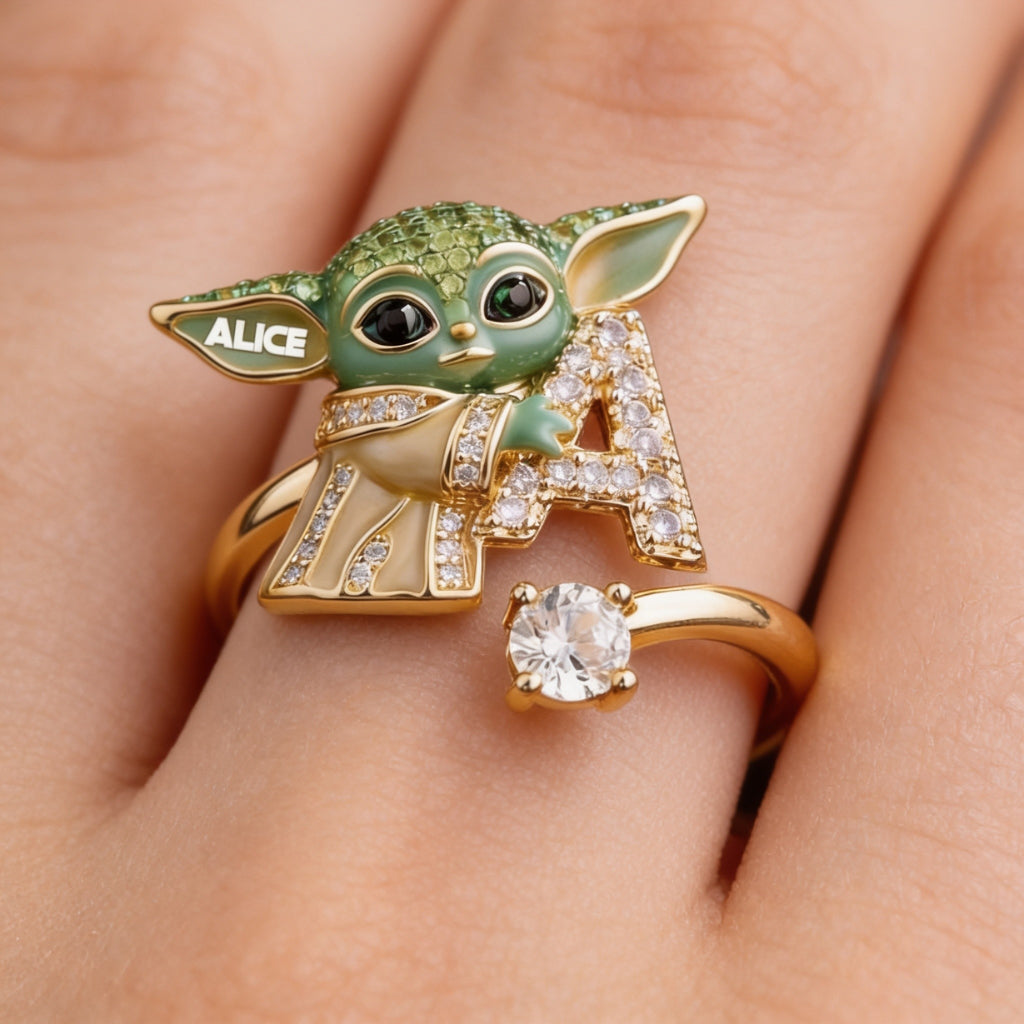 Galaxy Character Holding Love Letter - Personalized The Force Adjustable Shaped Ring