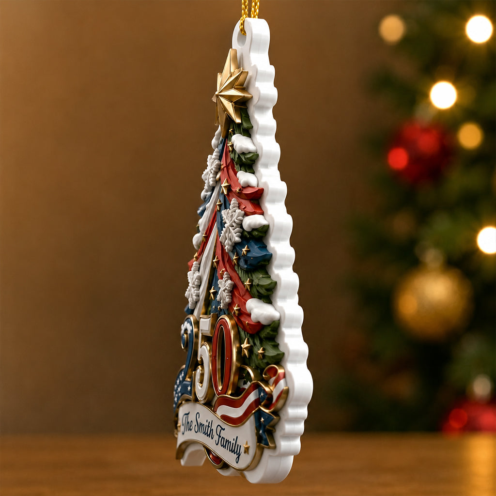 Celebrate 250 Years Of America - Personalized Family Premium 3D Ornament