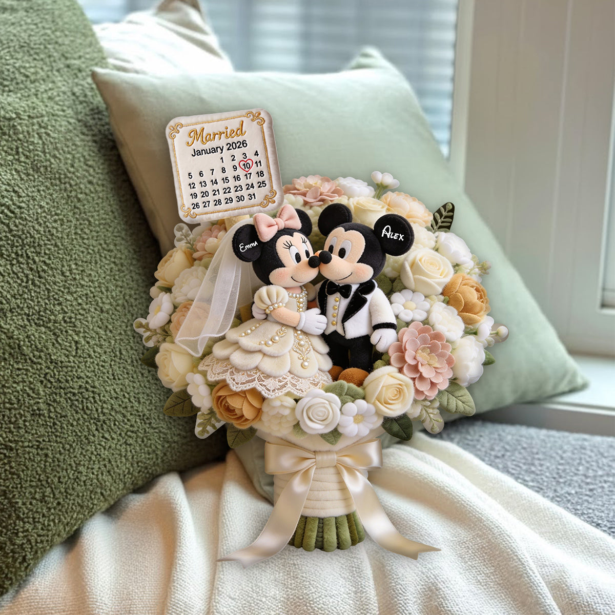 Anniversary Mouse Couple - Personalized Mouse Premium Faux Fur Pillow