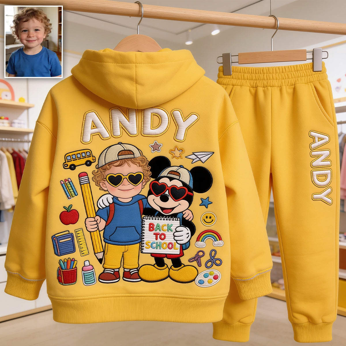 Back To School Gift For Kids - Personalized Mouse Kid Hoodie & Kid Jogger Sweatpants