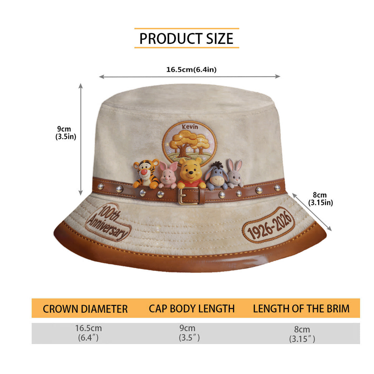 100th Anniversary Of Friendship - Personalized Yellow Bear Bucket Hat