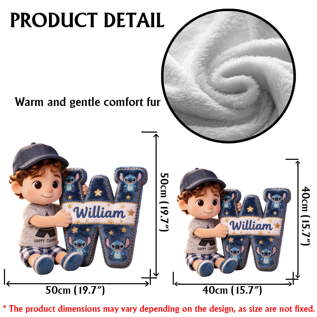 Kawaii Alien Letter - Personalized Ohana Faux Fur Shaped Pillow