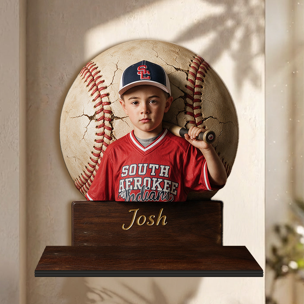 There Is No Crying In Baseball - Personalized Baseball Wooden Floating Shelf
