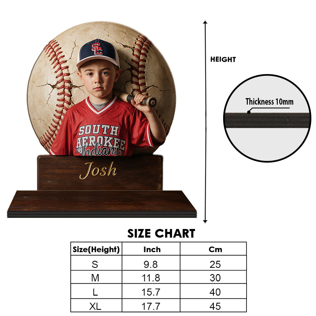 There Is No Crying In Baseball - Personalized Baseball Wooden Floating Shelf
