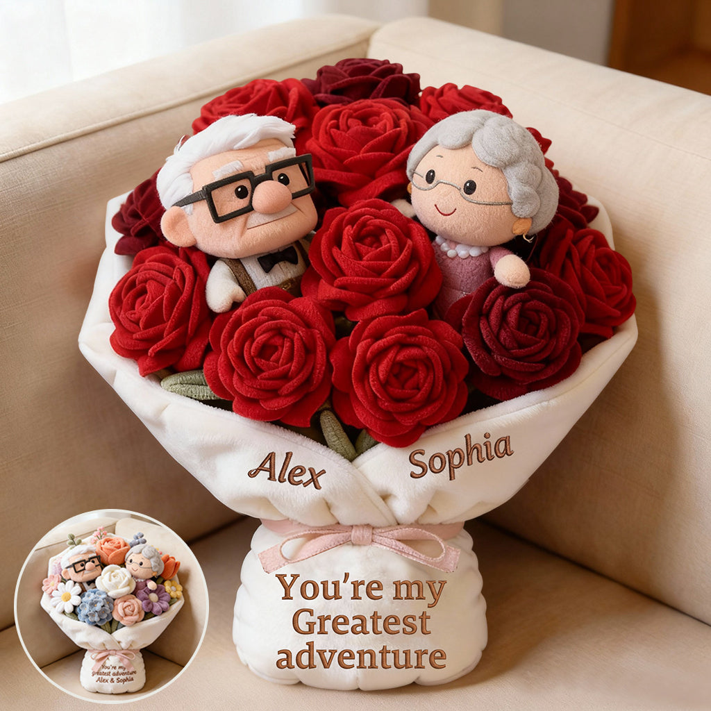 You And Me We Got This Red Rose Bouquet - Personalized Mouse Faux Fur Shaped Pillow