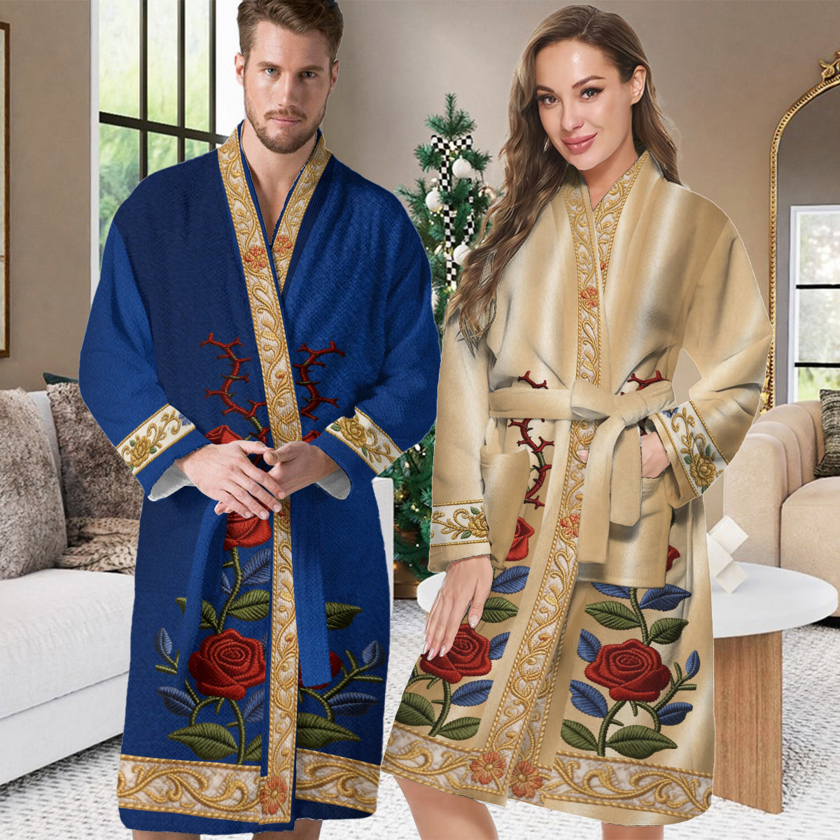 Tale As Old As Time - Personalized Beauty And The Beast Pajama Kimono Robe