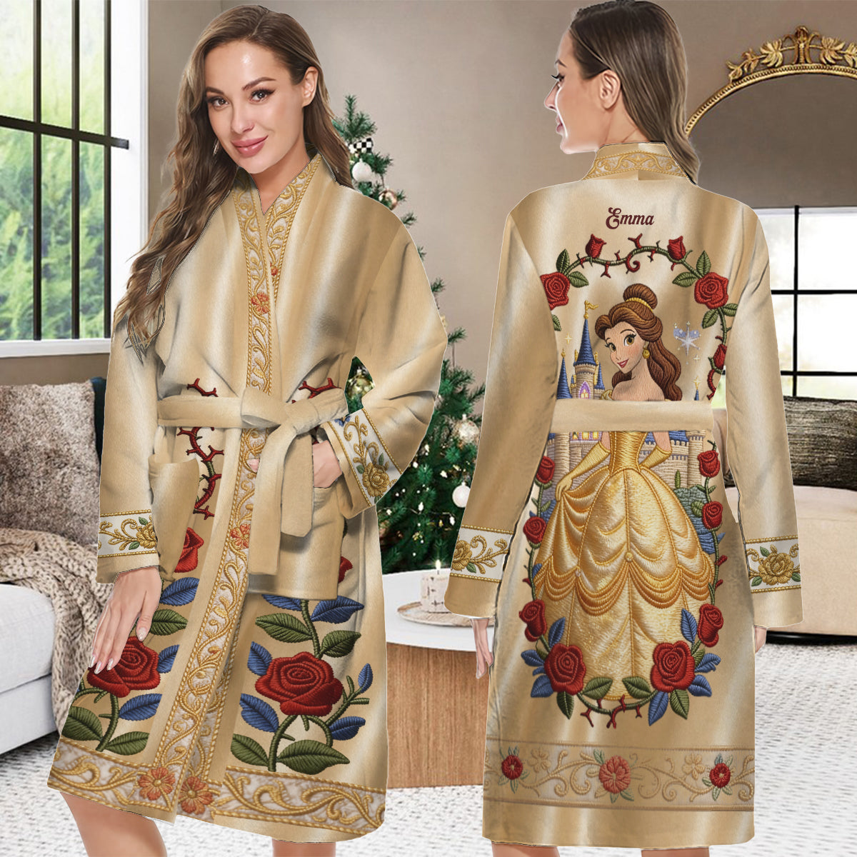 Tale As Old As Time - Personalized Beauty And The Beast Pajama Kimono Robe