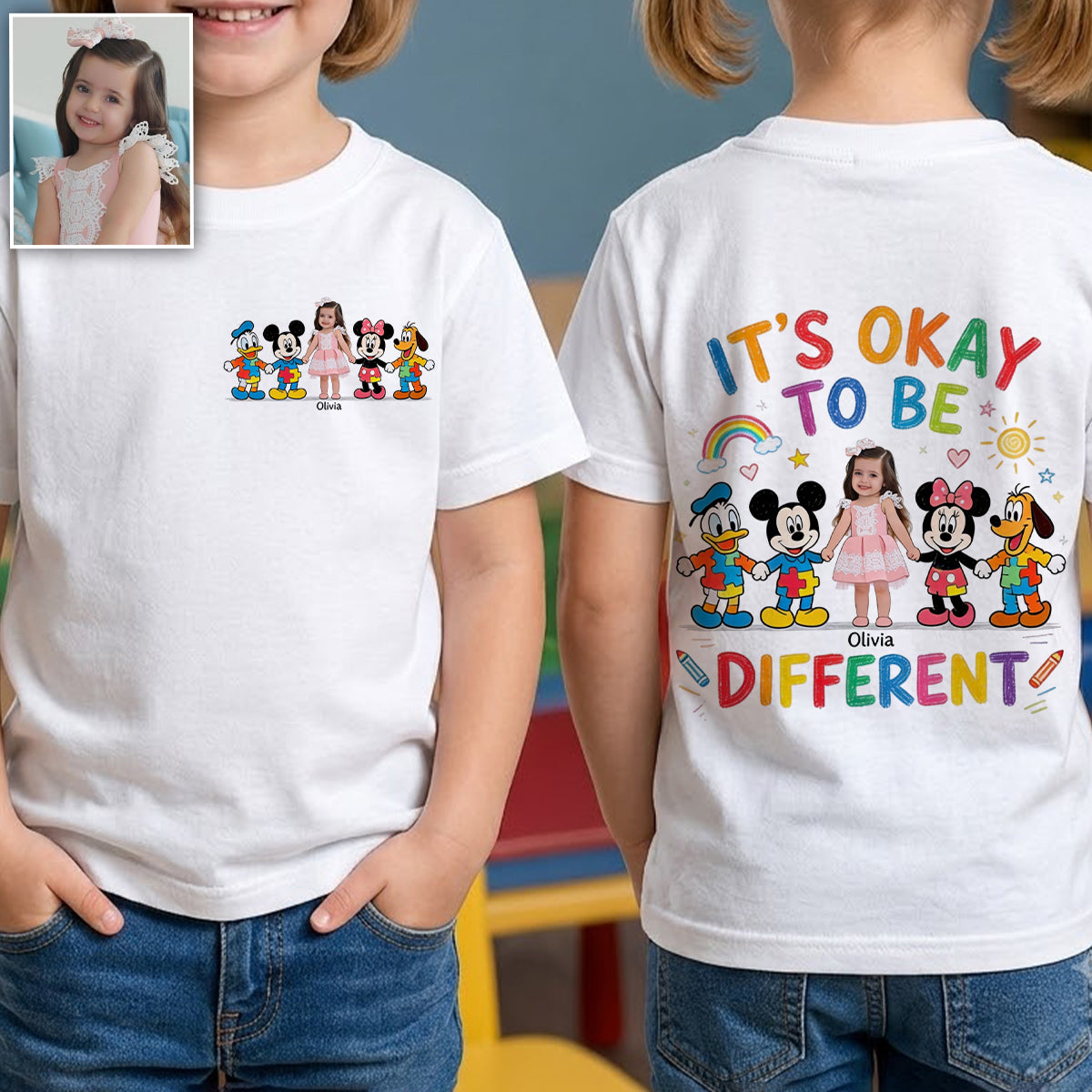 Cute Cartoon Friends Autism Acceptance - Personalized Autism Awareness Kid T-Shirt