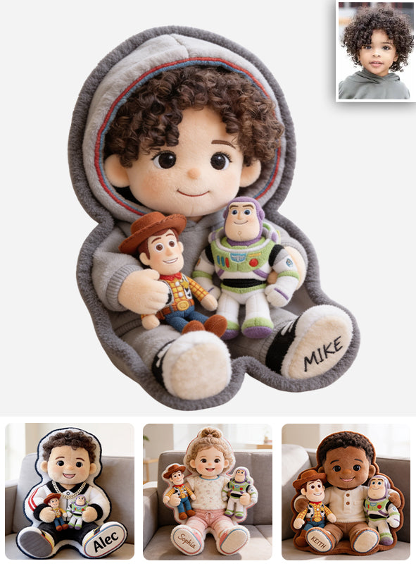 The Story Of Toys - Personalized Movie For Kids Premium Faux Fur Pillow