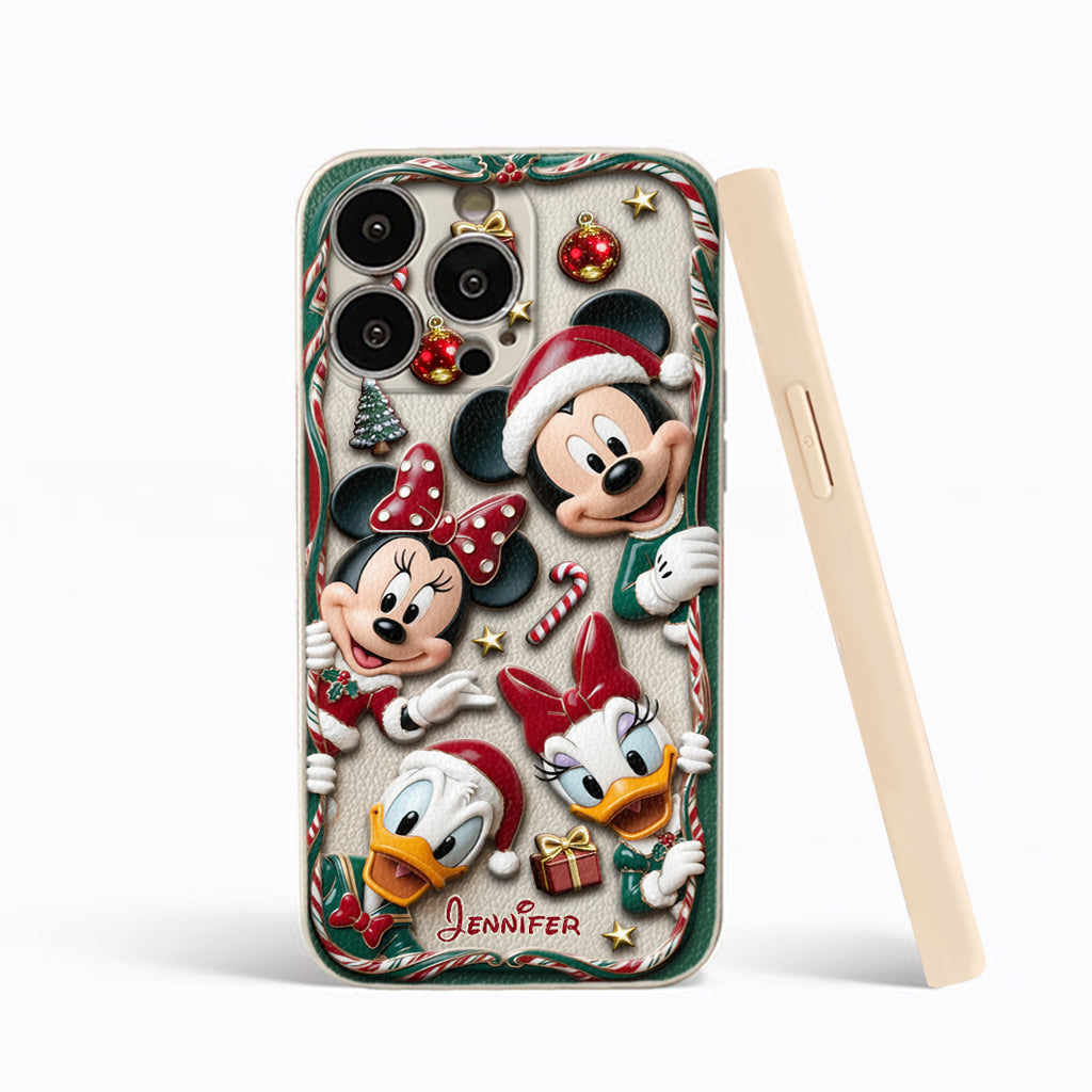 Magical Friends - Personalized Mouse 3D Embossed Leather Phone Case