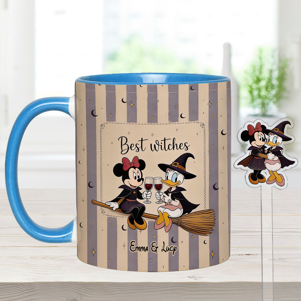 Best Witches, Besties Gift Idea - Personalized Witch Set Accent Mug with Acrylic Stirrers