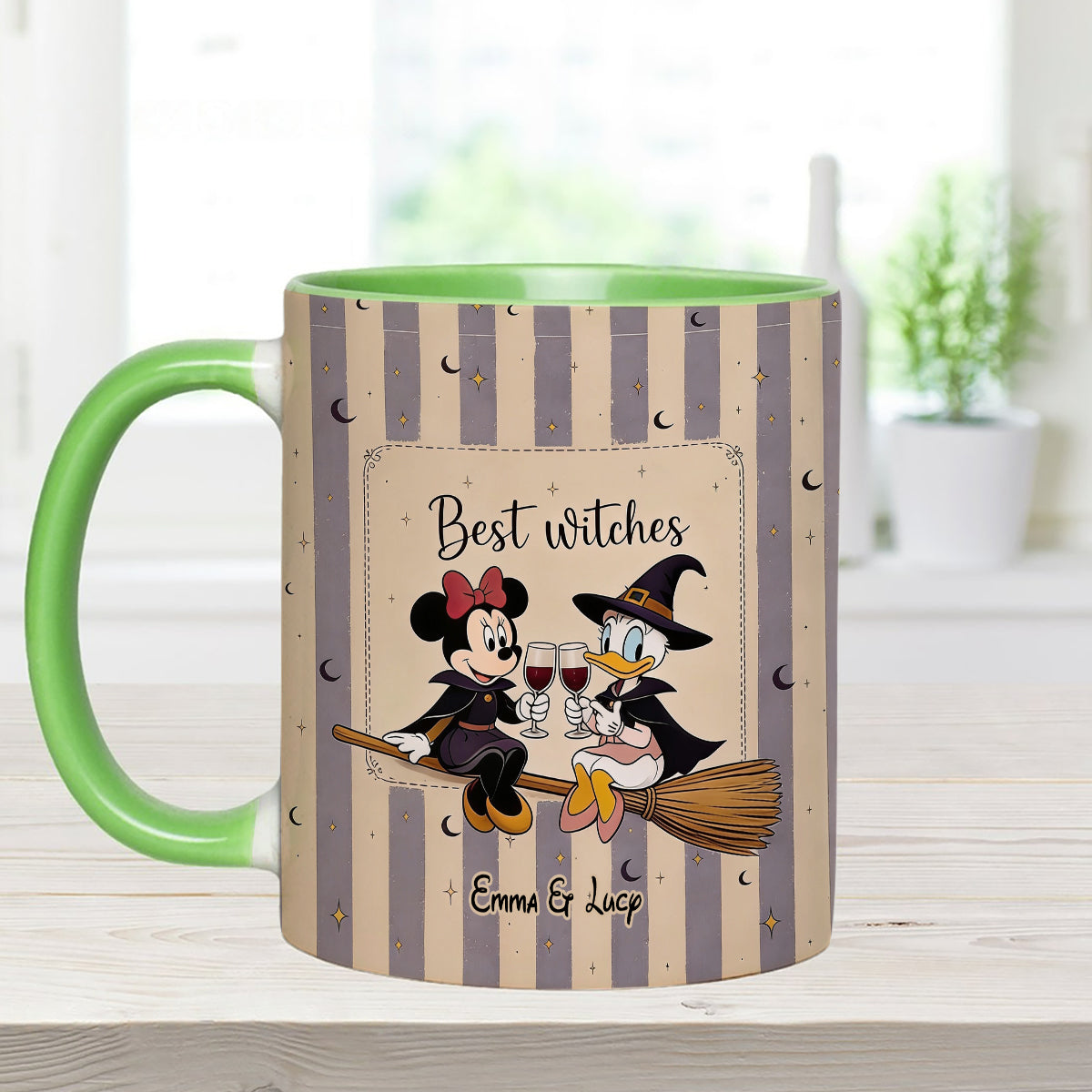 Best Witches, Besties Gift Idea - Personalized Witch Set Accent Mug with Acrylic Stirrers