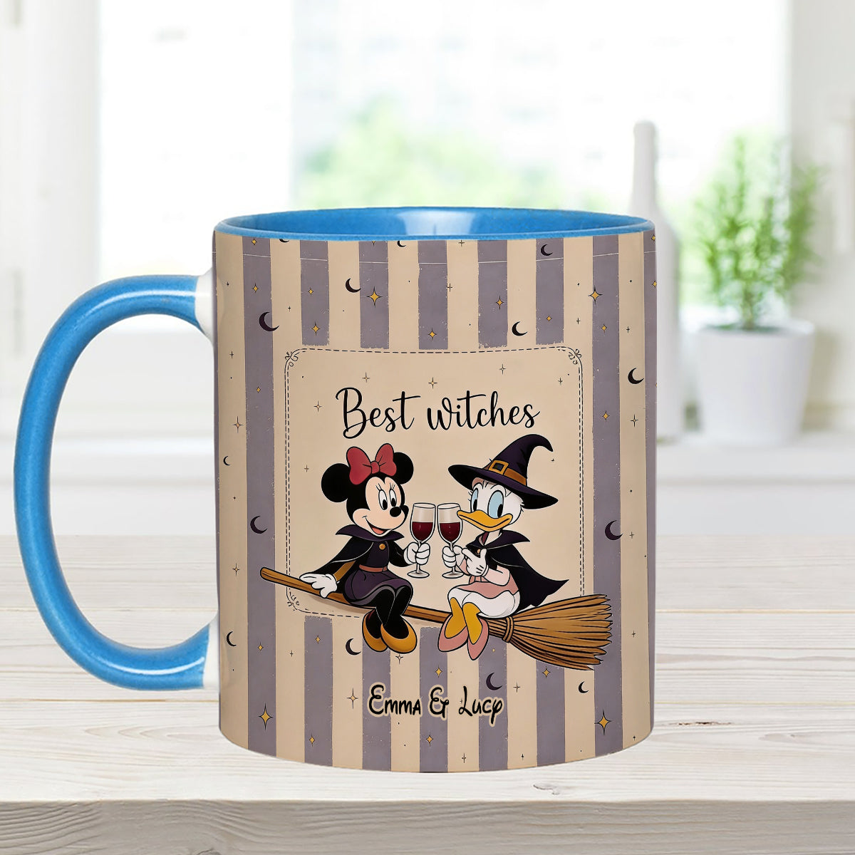 Best Witches, Besties Gift Idea - Personalized Witch Set Accent Mug with Acrylic Stirrers