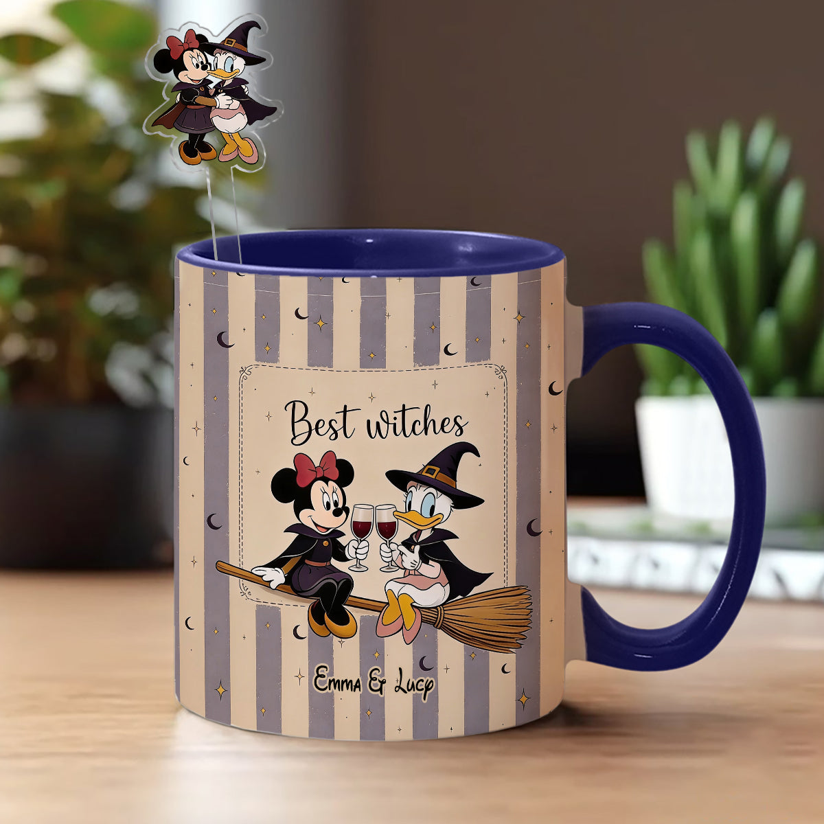 Best Witches, Besties Gift Idea - Personalized Witch Set Accent Mug with Acrylic Stirrers