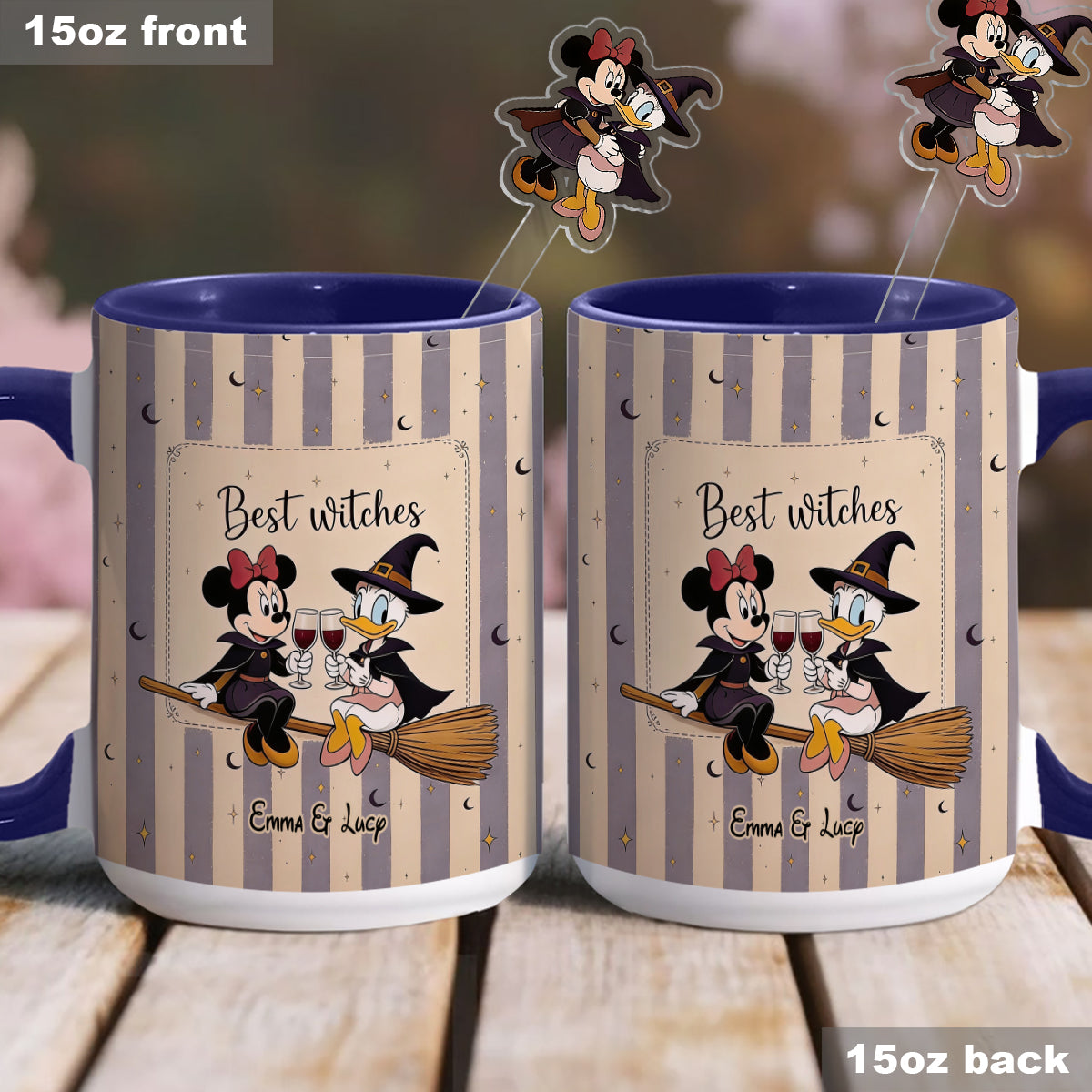 Best Witches, Besties Gift Idea - Personalized Witch Set Accent Mug with Acrylic Stirrers