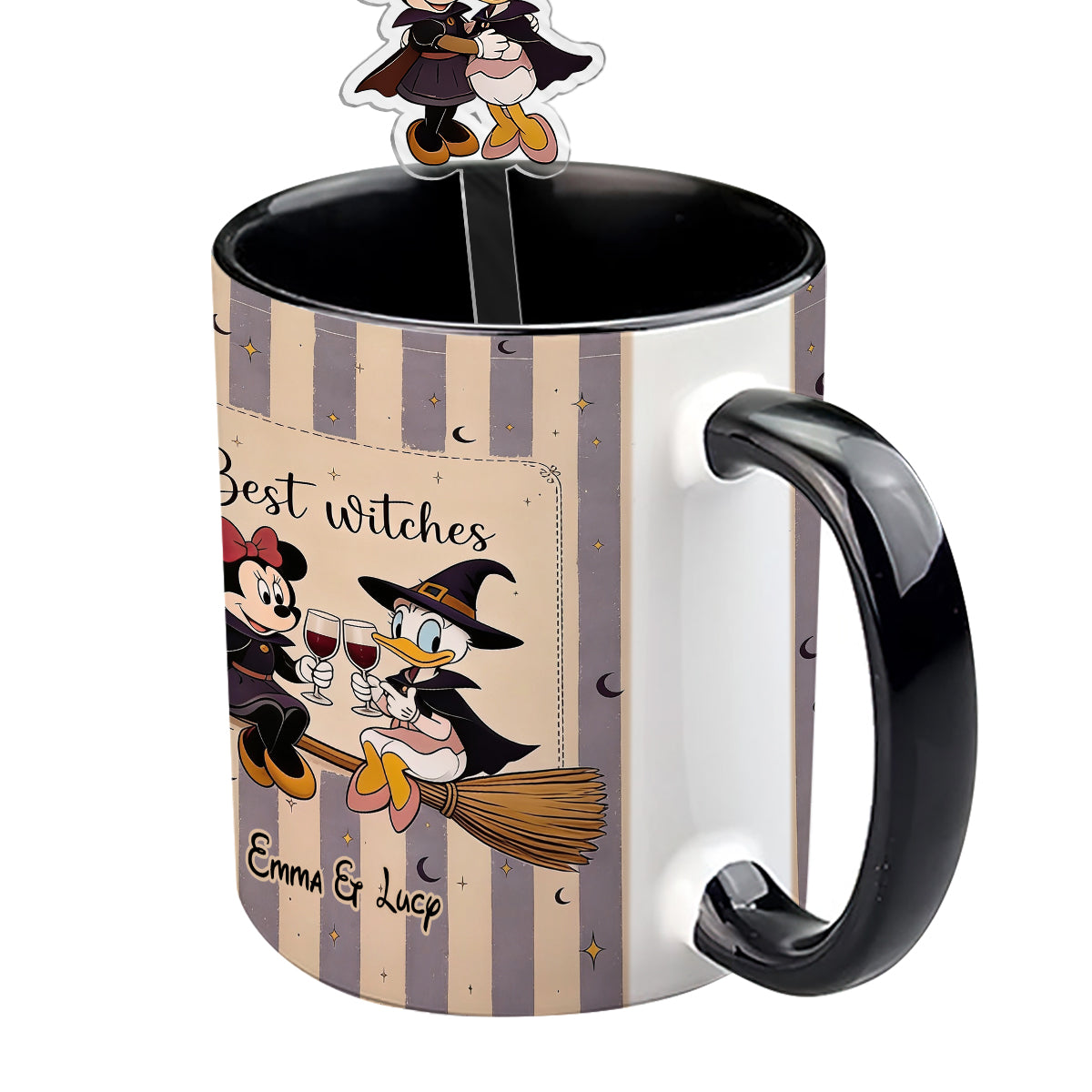 Best Witches, Besties Gift Idea - Personalized Witch Set Accent Mug with Acrylic Stirrers