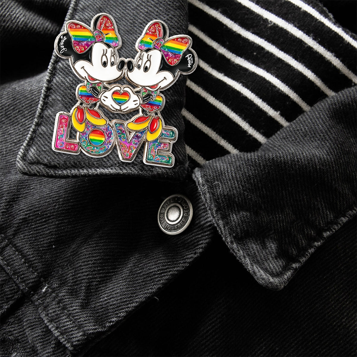 Rainbow Mouse Couple Love - Personalized LGBT Support Pin