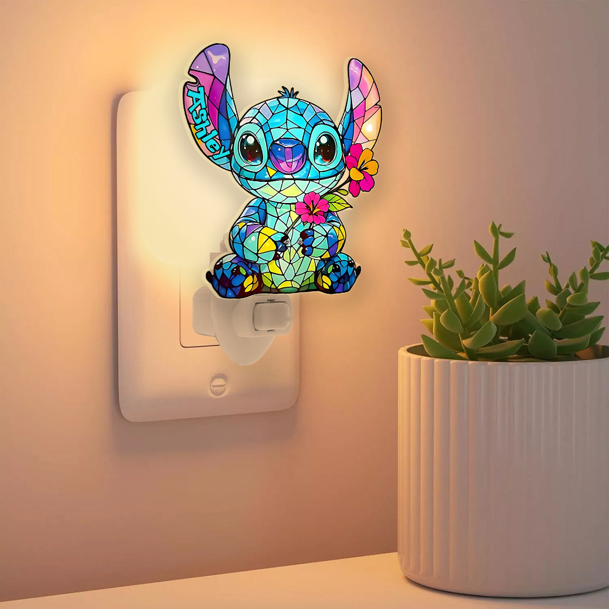 Floral Ohana - Personalized Ohana Acrylic Plug-In Night Light