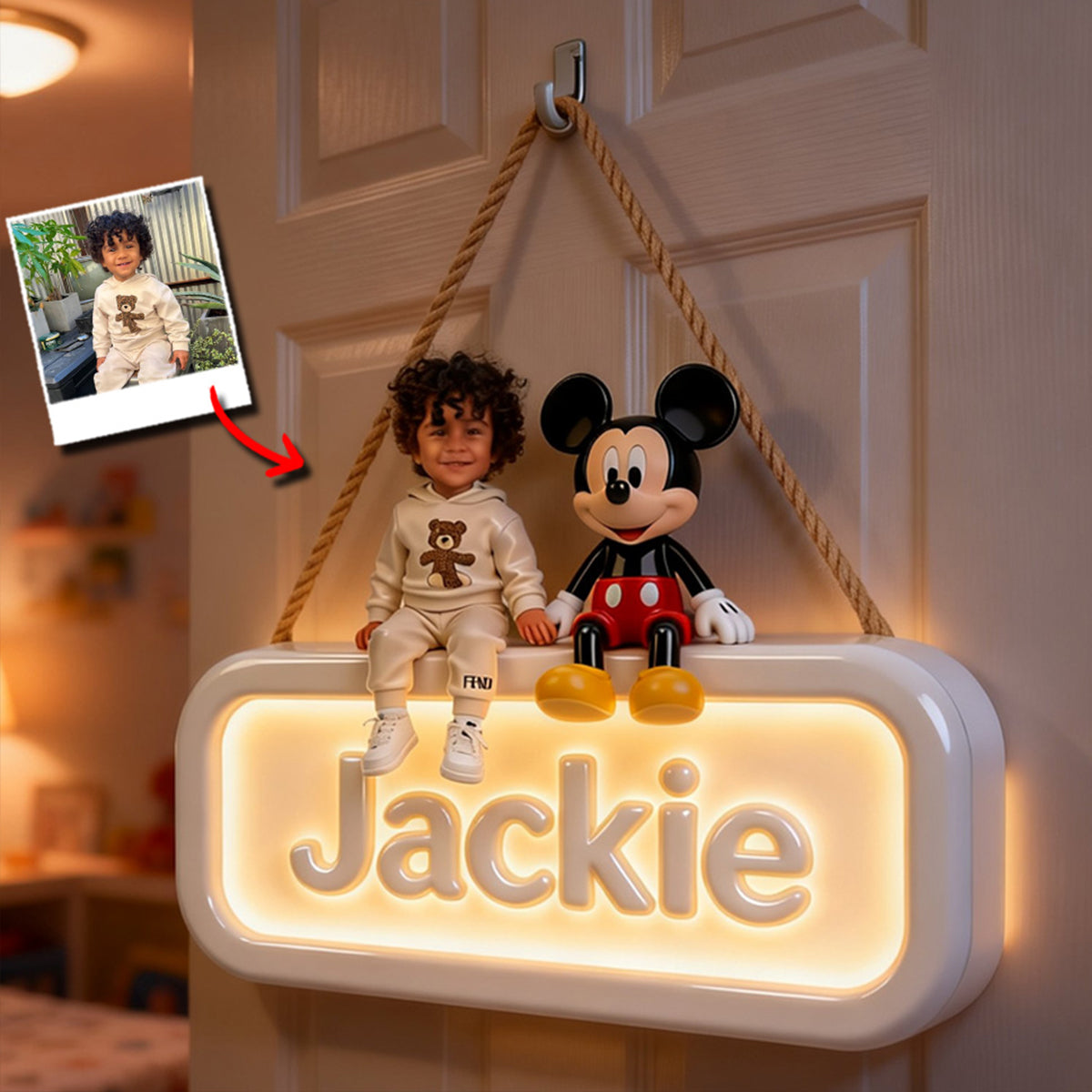 GlowName Kids - Personalized Mouse LED Light Acrylic Sign