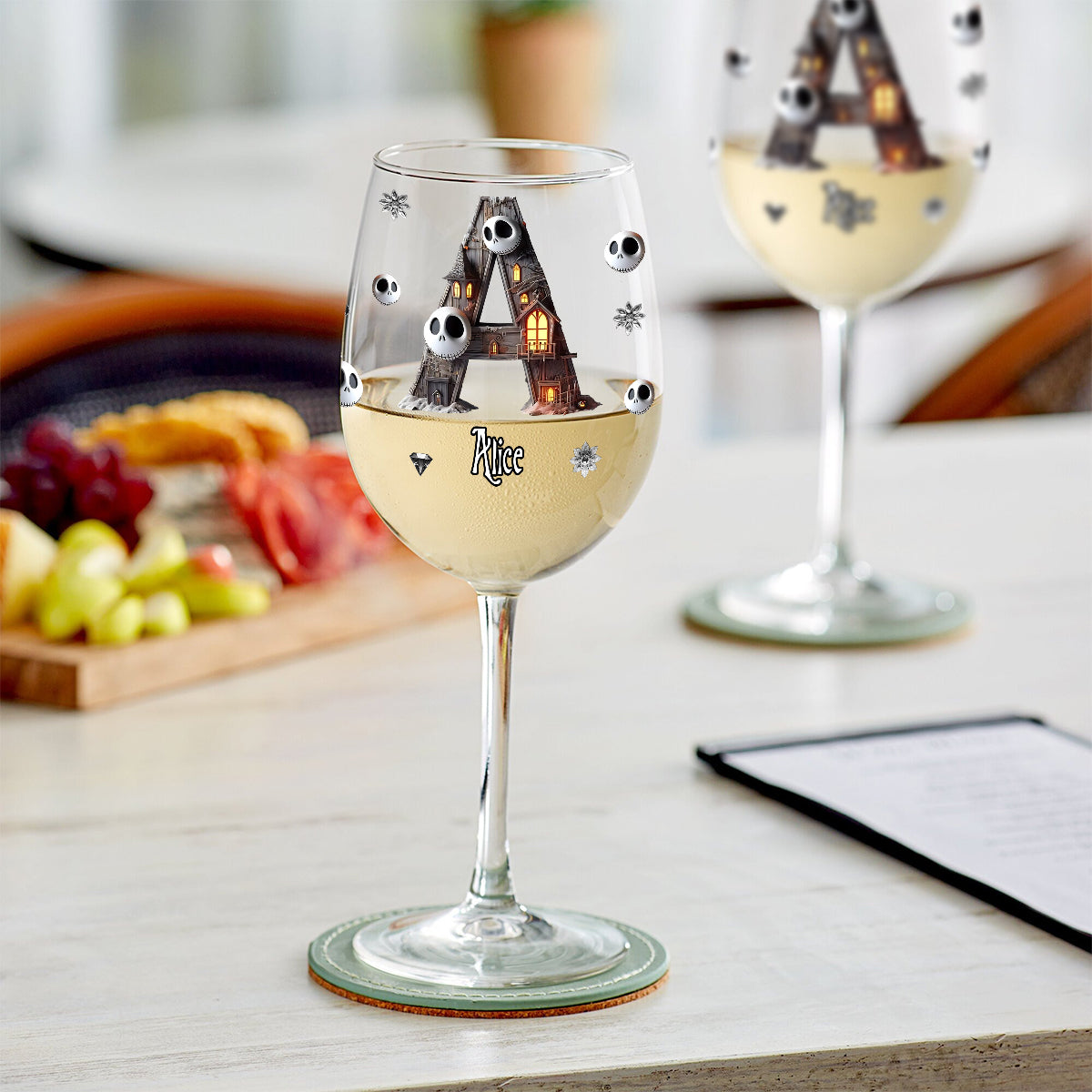 Halloween Before Christmas - Personalized Nightmare Wine Glass With Long Stem