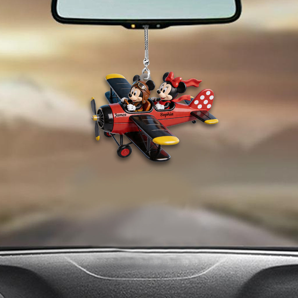 Mouse Couple Plane - Personalized Mouse Car Ornament