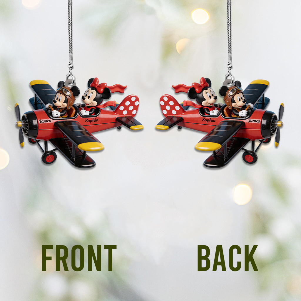Mouse Couple Plane - Personalized Mouse Car Ornament