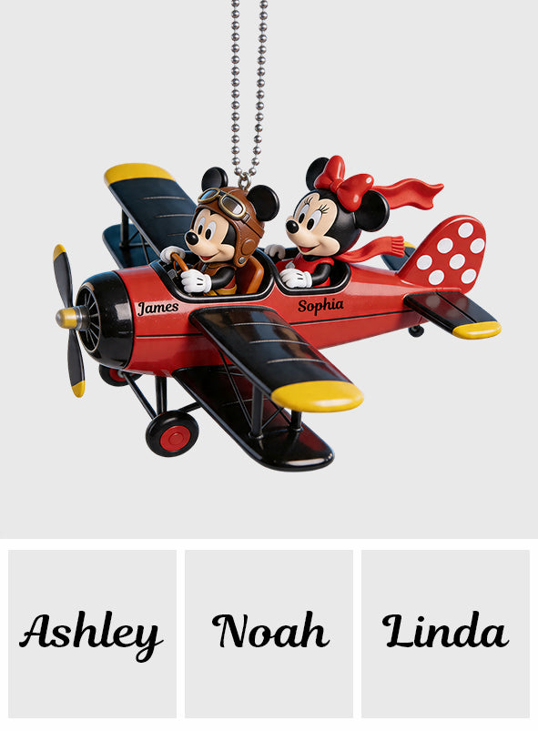 Mouse Couple Plane - Personalized Mouse Car Ornament