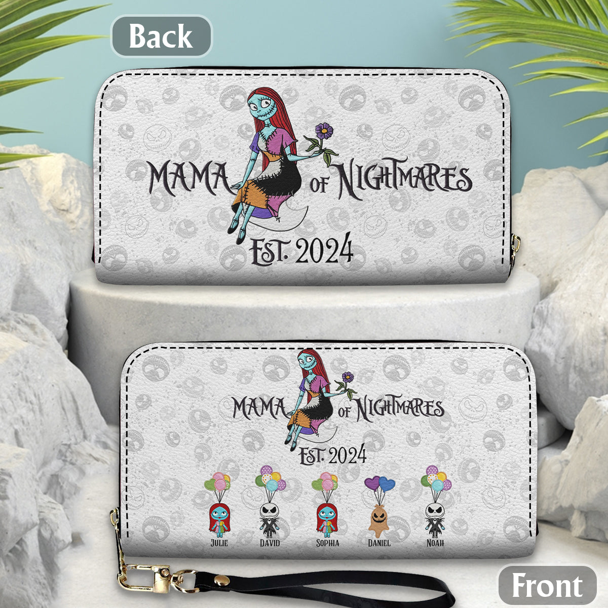 Mama Of Nightmares - Personalized Nightmare Leather Long Wallet
