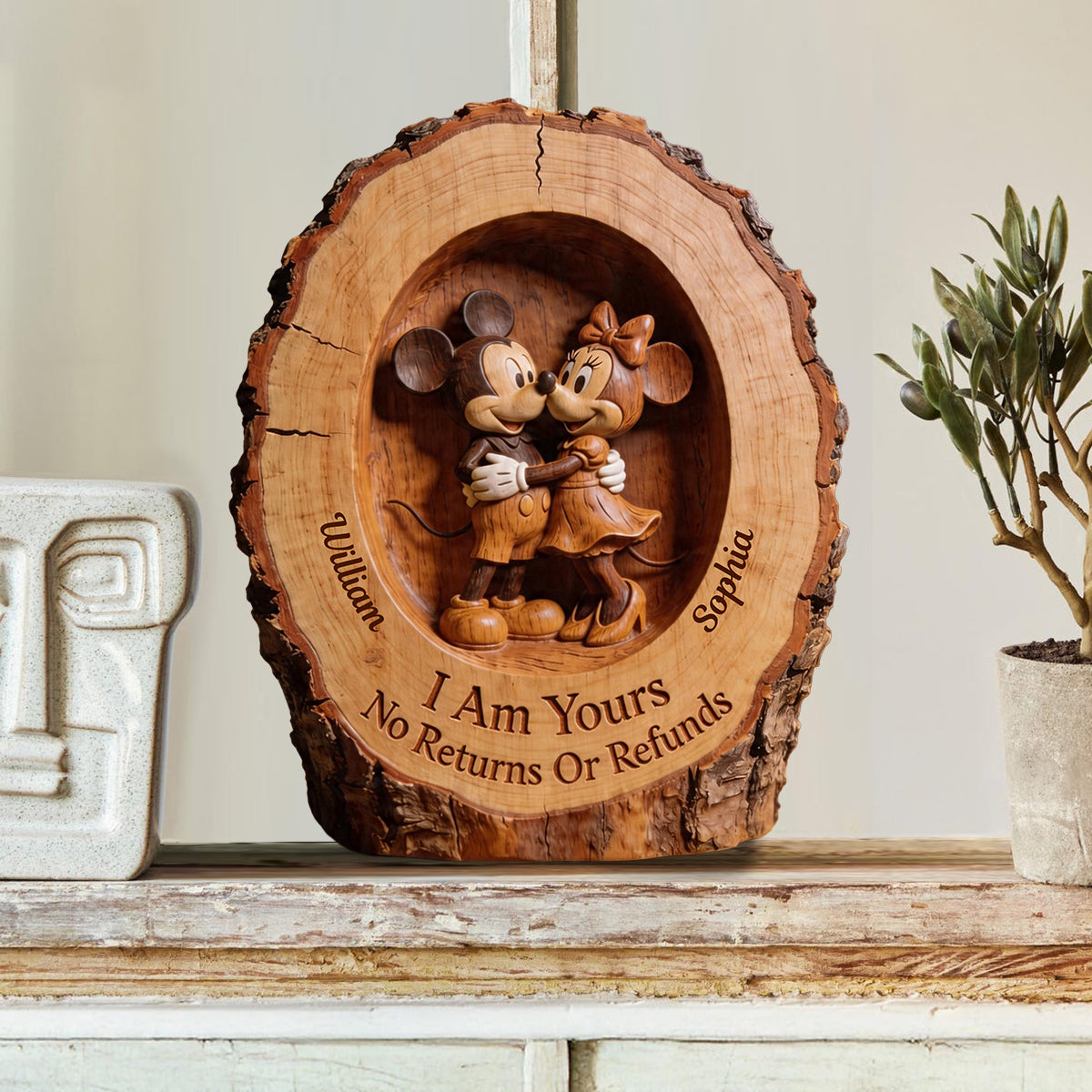 I Love You - Personalized Mouse Custom Shaped Wood Plaque