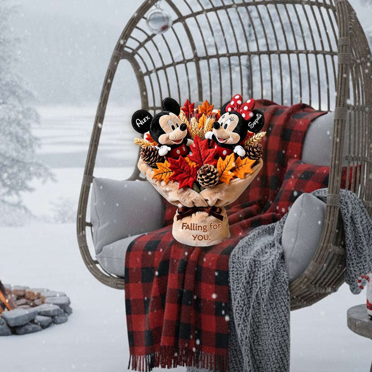 Falling For You Autumn Vibes - Personalized Mouse Premium Faux Fur Pillow